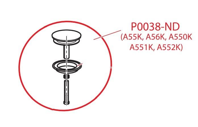 Vaňový sifón ND - zátka komplet P0038 pre vaňový sifón A55K (ND)