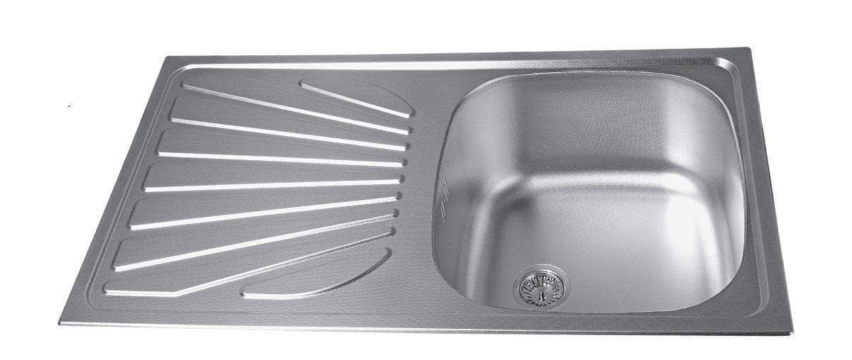 Nerezový drez LUNA FLEX 1D/90 770x435x165, vzor RELIÉF, Ľavý/Pravý+ Euro sifón D90mm s prepadom a 1 x prípojka (nerez 0,5mm)