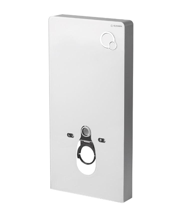 Predstenový inštalačný systém  PS-108 BPZ -pre závesnú WC misu, BIELE SKLO, pneumatické ovládanie 3/6l (vie nahradiť WC kombi bez rekonštrukcie)