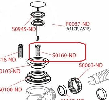Vaňový sifón ND - skrutky 33 mm kov do vaňového sifónu (S0160)