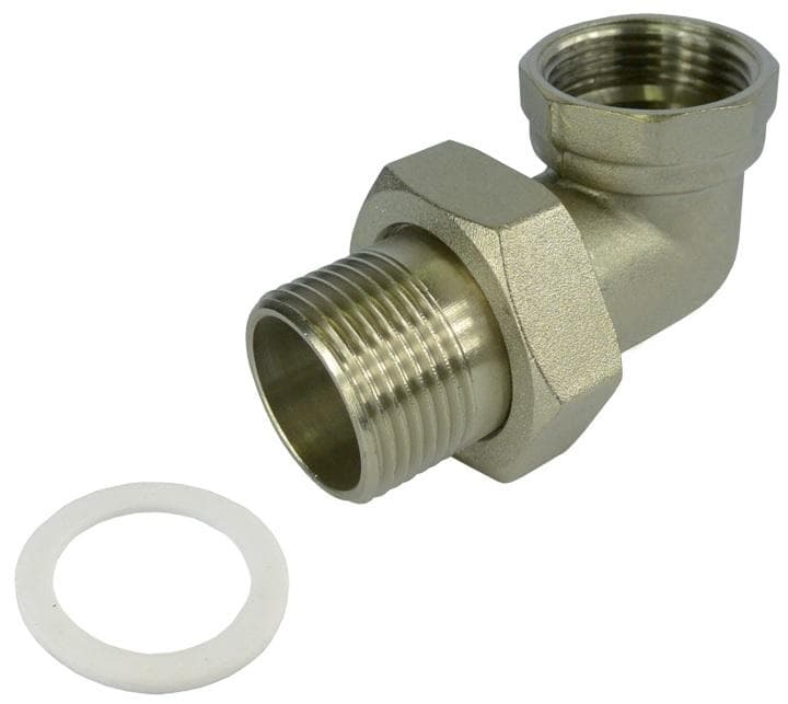 Šróbenie radiátorové rohové 1/2", poniklované s plochým tesnením =412865 (VE-4301-CR DN15)