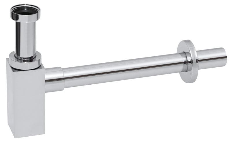 Umývadlový sifón T14Q, polsifón hranatý LUX QUATRO s prevlečnou maticou 5/4", mosadz/chróm