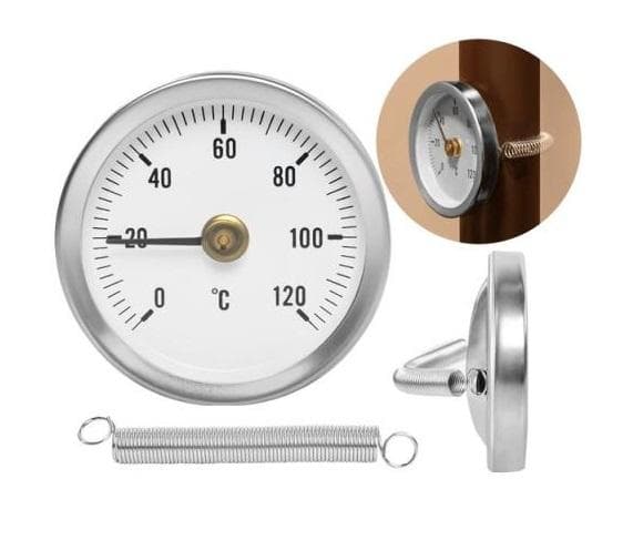 7008-AZ Teplomer D63 dvojkovový príložný s pružinou na uchytenie, 0-120°C